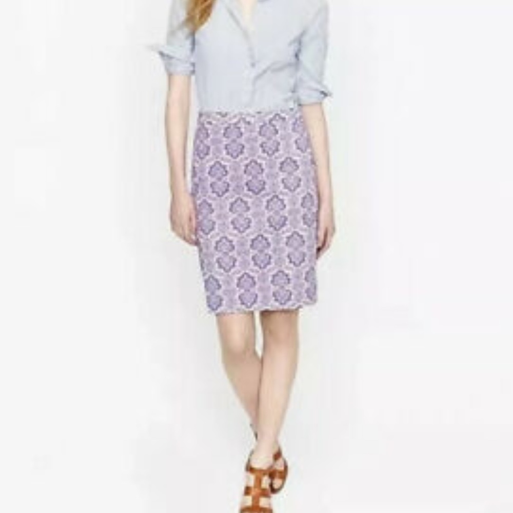 J. Crew Medallion Purple Paisley No 2 Pencil Skirt